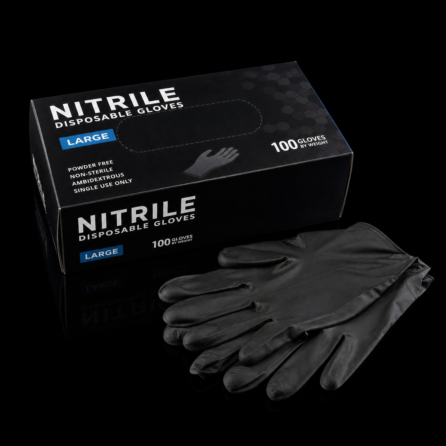 Black Nitrile Gloves – 100 Count Large